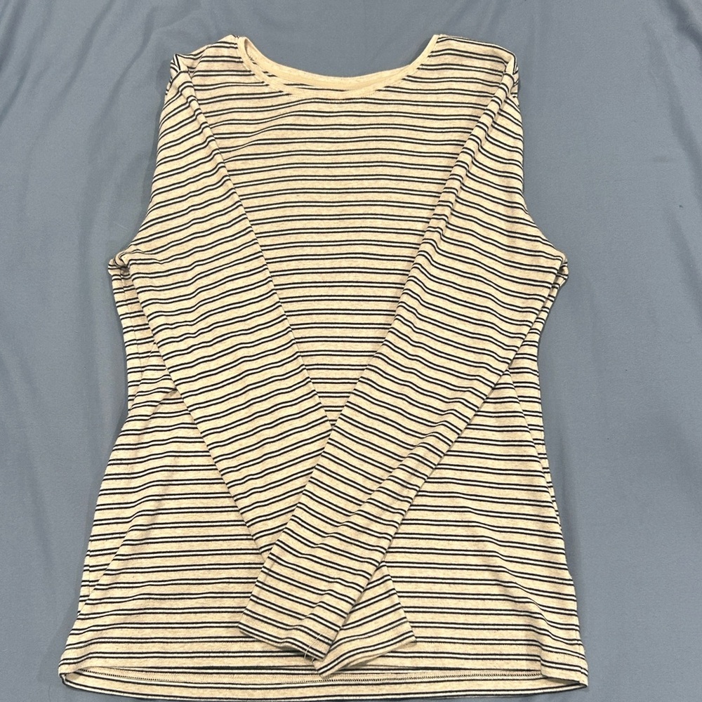 Croft & Barrow Navy and White Striped Long Sleeve Tee